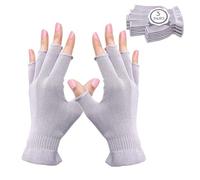 MIG4U Gants de beauté hydratants demi-doigts pour écran tactile SPA, eczéma, mains sèches, traitement cosmétique, protection solaire d'été contre les UV, violet pâle, 3 paires S/M