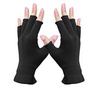 MIG4U Mitaines hydratantes, demi-doigts pour écran tactile, pour eczéma, spa, mains sèches, traitement de la peau, protection UV d'été (S/M, noir), 1 paire