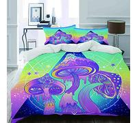 MIGAGA Parure de lit Adulte,Housse de Couette,Champignons Magiques sur la géométrie sacrée Hallucination psychédélique Vibrant 60S,1 Housse de Couette 200 x 200cm + 2 Taies d'Oreillers 50 * 75 CM