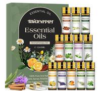 MIGCAPUT Kit Huiles Essentielles 12 X 5ML, Huiles Essentielles Aromathérapie Naturelle pour Diffuseur, pour Artisanat Maison, Bougies, Parfum - Lavande, Tea Tree, Cannelle, Bergamote, Patchouli