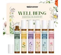 MIGCAPUT Set de Huiles Essentielles Roll-on 6X10ML, Huiles Parfum Roll-on Naturel pour Diffuseur, Corp, Poignets, Derrière les Oreilles, Huiles Essentielles Dormir, Détendre, Bonheur, Équilibre