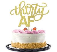 Migeaks Décoration de gâteau « Thirty AF » pour 30e anniversaire, 30 ans, « Dirty Thtieth », « Cheers to celebrate 30 years »
