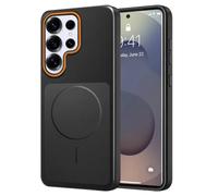 Migexxkj Coque de protection magnétique pour Samsung Galaxy S25 Ultra - Compatible avec Mag-Safe - Protection surélevée de l'appareil photo - Design fin - Résistant aux chocs et aux rayures - Noir