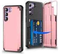 Migexxkj Coque pour Samsung Galaxy S21 avec Porte Carte, Protection de la Caméra Support et Portefeuille Fonction Coque Galaxy S21 Heavy Duty Antichoc Bumper Housse Etui pour Samsung S215G (Rose)