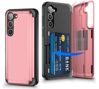 Migexxkj Coque pour Samsung Galaxy S23 avec Porte Carte, Protection de la Caméra Support et Portefeuille Fonction Coque Galaxy S23 Heavy Duty Antichoc Bumper Housse Etui pour Samsung S23 5G (Rose)