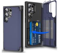 Migexxkj Coque pour Samsung Galaxy S23 Ultra avec Porte Carte, Protection de la Caméra Support et Portefeuille Fonction Coque Galaxy S23 Ultra 5G Heavy Duty Antichoc Bumper Housse Etui (Bleu)