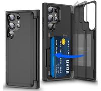 Migexxkj Coque pour Samsung Galaxy S23 Ultra avec Porte Carte, Protection de la Caméra Support et Portefeuille Fonction Coque Galaxy S23 Ultra 5G Heavy Duty Antichoc Bumper Housse Etui (Noir)