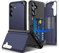 Migexxkj Coque pour Samsung Galaxy S24 avec Porte Carte, Protection de la Caméra Support et Portefeuille Fonction Coque Galaxy S24 Heavy Duty Antichoc Bumper Housse Etui pour Samsung S24 5G (Bleu)
