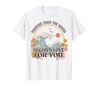 Mightier Than The Waves is God's Love - Groovy Flowers Faith T-Shirt