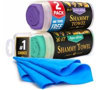Mighty Cleaner Lot de 2 Chiffons de qualité supérieure + 1 Chiffon de séchage Gratuit pour Voiture - (66 x 43,2 cm) - Serviette en Chamois Super absorbante pour Voiture - Serviette de séchage