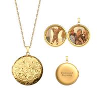 Mighty Dainty Collier médaillon pour femmes et filles, chaîne de bijoux de 45,7 cm, photo à l'intérieur, cadenas pour femme, médaillon doré personnalisé, médaillon personnalisé pour couples, argent
