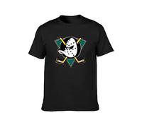 Mighty Ducks Anaheim Hockey Graphic Printed T-Shirt Fashion Mens Black Tee XXL