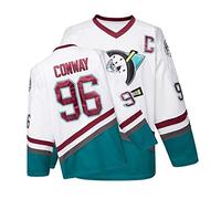 Mighty Ducks Maillot de Hockey sur Glace Blanc S-XXL Charlie Conway #96 avec Taille Adulte, vêtements Hip Hop pour fête (Taille L)
