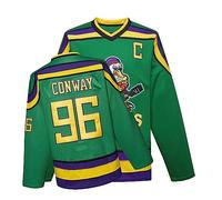 Mighty Ducks Maillot de Hockey sur Glace S-XXL Charlie Conway #96 Adam Banks #99, 90S Hip Hop Vêtements pour fête, #96 Vert, Taille S