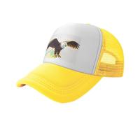 Mighty Eagle Casquette de baseball en maille imprimée noire, casquette de camionneur respirante, adaptée pour la pêche et la randonnée, Jaune, One Size-Large
