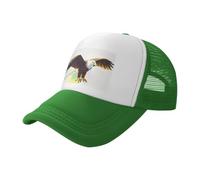 Mighty Eagle Casquette de baseball en maille imprimée noire, casquette de camionneur respirante, adaptée pour la pêche et la randonnée, vert, L