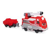 Mighty Express Push-and-Go Zug Roter Retter mit Güterwaggon, Spielfahrzeug
