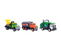 Mighty Fleet Lot de 3 camions moulés sous Pression, dépanneuse, Camion Poubelle et Camion-citerne, véhicules moulés sous Pression durables de 7,6 cm pour Enfants à partir de 3 Ans