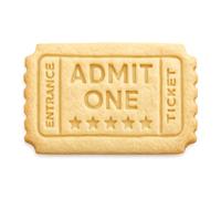 Mighty Gadget Emporte-pièce et tampon Admit One Ticket - 10,2 x 6,1 cm - Design amusant pour la pâtisserie de soirée cinéma (couleur aléatoire)