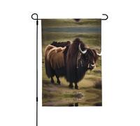 Mighty Highland Yak Drapeau de jardin imprimé double face (71,1 x 101,6 cm), drapeau de bienvenue pour les vacances saisonnières - Décoration extérieure
