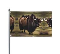 Mighty Highland Yak Drapeau décoratif d'extérieur (0,9 x 1,5 m), durable et résistant à la lumière, drapeau de mariage, cour, anniversaire de mariage