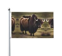 Mighty Highland Yak Drapeau imprimé double face (91,4 x 152,4 cm), grand drapeau de jardin, décoration extérieure festive