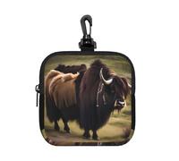 Mighty Highland Yak Petite pochette de rangement étanche en néoprène avec fermeture éclair pour écouteurs, porte-clés