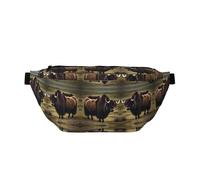 Mighty Highland Yak Prints Sac banane réglable léger et confortable adapté pour le fitness, le jogging, les voyages