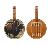 Mighty Highland Yak Sac de rangement multifonction pour tee de golf pour homme, matériau PU durable marron