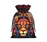 Mighty Lion Sac de vacances avec cordon de serrage 21,1 x 30 cm Décoration de fête de Noël Sac cadeau