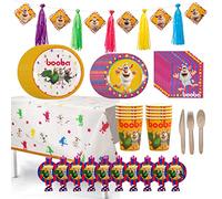 Mighty Mojo Set de décoration de fête d'anniversaire officiel Booba en boîte, kit de 82 pièces avec serviettes