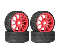 MIGHTY SCAPERS 4pcs 1/7 Scale RC Tire Wheel Set avec 17mm Hex - 107mm & 100mm Tailles pour Crawler Upgrade Replacement(100mm Red)
