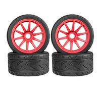 MIGHTY SCAPERS 4pcs 1/7 Scale RC Tire Wheel Set avec 17mm Hex - 107mm & 100mm Tailles pour Crawler Upgrade Replacement(107mm Red)