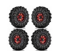 MIGHTY SCAPERS 4pcs 1.9 Beadlock Wheels and Tires Set Compatible avec 1/10 RC Crawler Cars Like, Pro, UTB18,(4pcs Red)