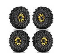 MIGHTY SCAPERS 4pcs 1.9 Beadlock Wheels and Tires Set Compatible avec 1/10 RC Crawler Cars Like, Pro, UTB18,(4pcs Yellow)