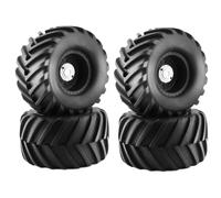 MIGHTY SCAPERS 4PCS 12mm Hex Wheels and Tires Set Compatible avec 1/10 Scale RC Trucks, Buggy Cars et Modèles Similaires(4pcs Black)