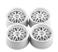 MIGHTY SCAPERS 4pcs 52mm 1/10 RC on-Road Drift Racing Car Rims de Roue en Plastique avec Hubs Compatible avec XV02, Kyosho, Modèles(White)