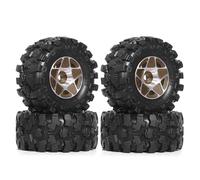 MIGHTY SCAPERS 4pcs 57mm 1.0" Metal Beadlock Wheel Tire Set Compatible avec 1/18 1/24 Scale RC Crawler Cars Like, SCX24, AX24,(Brown)