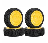 MIGHTY SCAPERS 4PCS 68mm Rubber Rally Tires pour 1/10 Scale RC Cars - 26mm Wide Off-Road Replacement Tire Set avec 12mm Hex(Yellow)