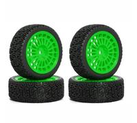 MIGHTY SCAPERS 4PCS 68mm Rubber Rally Tires pour 1/10 Scale RC Cars - 26mm Wide Off-Road Replacement Tire Set avec 12mm Hex(Green)
