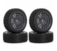 MIGHTY SCAPERS 4PCS 68mm Rubber Rally Tires pour 1/10 Scale RC Cars - 26mm Wide Off-Road Replacement Tire Set avec 12mm Hex(Gray)