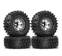 MIGHTY SCAPERS 4Pcs 95mm Metal 1.9" Deep Dish Beadlock Wheel & Tire Set Compatible avec 1/10 RC Crawler Cars Incluant, II III, et MST Modèles(A)
