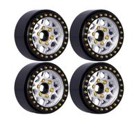 MIGHTY SCAPERS 4pcs CNC Aluminium 1.9in Beadlock Wheel Rims Compatible avec 1/10 Scale RC Crawler Cars Like, VS4-10, CC01 et Modèles Similaires(Silver)