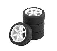 MIGHTY SCAPERS Grip Hot Melt Tire Wheel 68x27mm Compatible avec 1/10 RC Racing Cars Inclut TT01 TT02 XV01 PTG-2 Modèles(White)