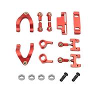 MIGHTY SCAPERS Metal Steering Cup et Swing Arm Set pour 1/16 D12 D42 RC Car - Front Upper Lower Suspension Replacement Parts en Silver Red Black(Red)