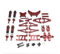 MIGHTY SCAPERS Metal Swing Arm Front Suspension Arms Steering Cup Steering Block Upgrade Set Compatible avec 1/14 14301 14302 14303 RC Cars(Red)