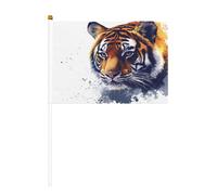 Mighty Tiger Lot de 6 mini drapeaux durables de 14 x 21 cm sur bâtons pour extérieur, cour et jardin