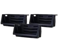 Mighty Tuff Lot de 3 poubelles gigognes robustes avec poignées extra larges, large ouverture frontale, emboîtables, empilables verticalement, peuvent supporter jusqu'à 45,4 kg, noir