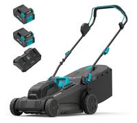 MightyMow Tondeuse à gazon électrique sans fil 20 V 45,7 cm avec réglage de la hauteur de coupe à 6 positions, batterie 2 x 4,0 Ah et double chargeur inclus