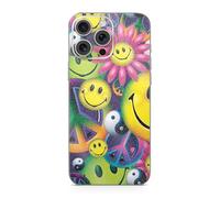 MightySkins Skin de téléphone à paillettes brillantes compatible avec Apple iPhone 16 Pro Max - Motif sourire de paix - Film de protection en vinyle 3M de qualité supérieure - Facile à appliquer |